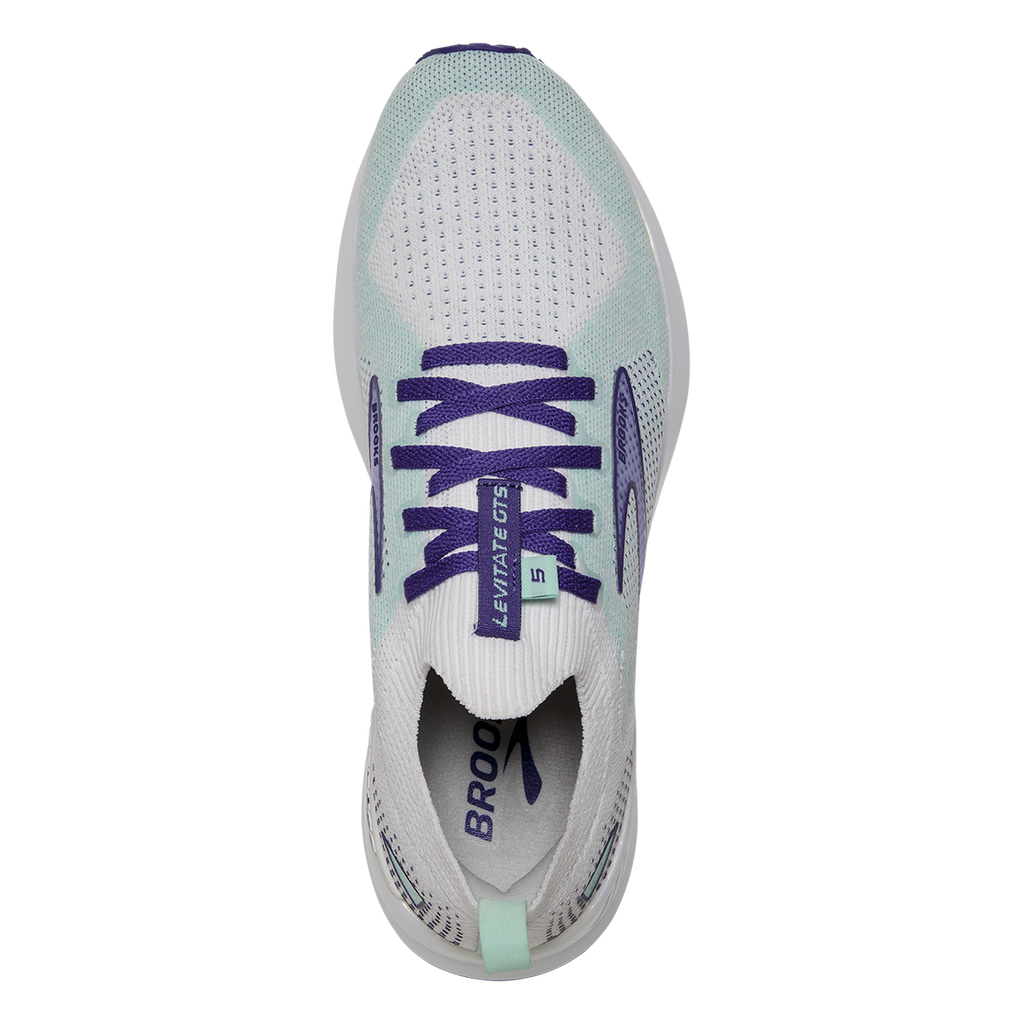 Brooks Levitate StealthFit GTS 5 — White - Navy Blue - Yucca — Size B — Width 11 — Alternate View 11