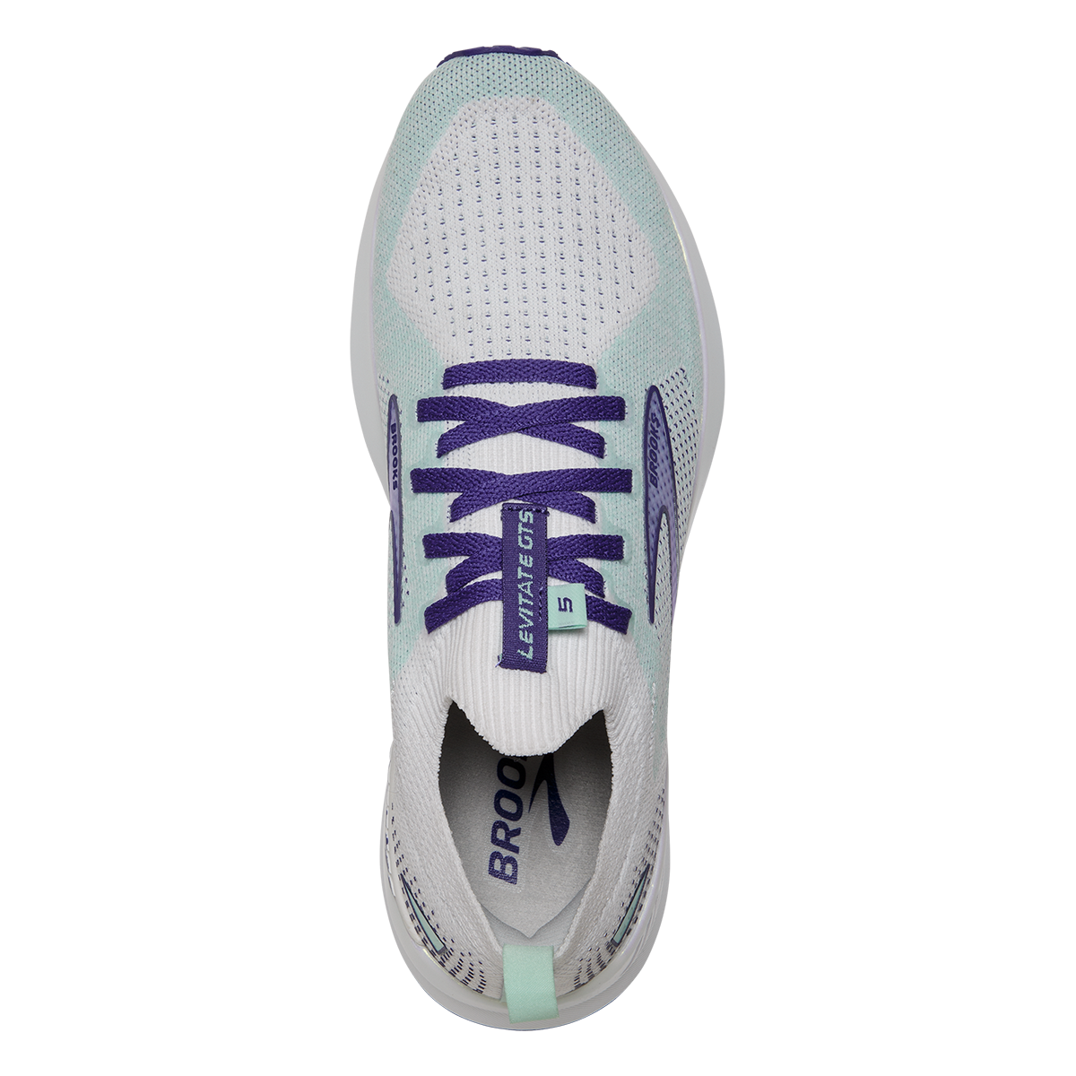 Brooks Levitate StealthFit GTS 5 — White - Navy Blue - Yucca — Size B — Width 11 — Alternate View 11