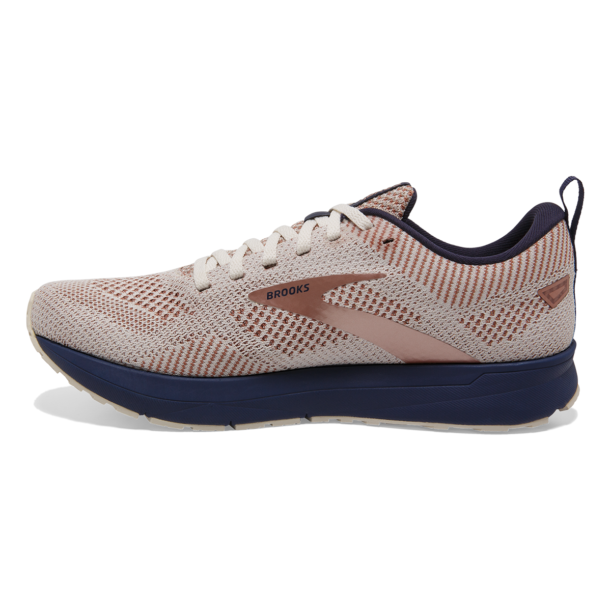 Brooks Revel 5 Metallic — Whisper White - Navy - Copper — Size B — Width 11 — Lifestyle View