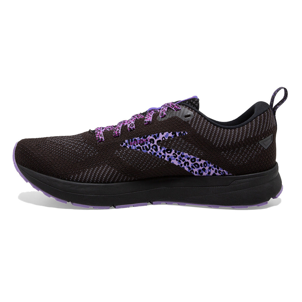 Brooks Revel 5 Run Wild — Black - Purple - Ebony — Size B — Width 10 — Side View