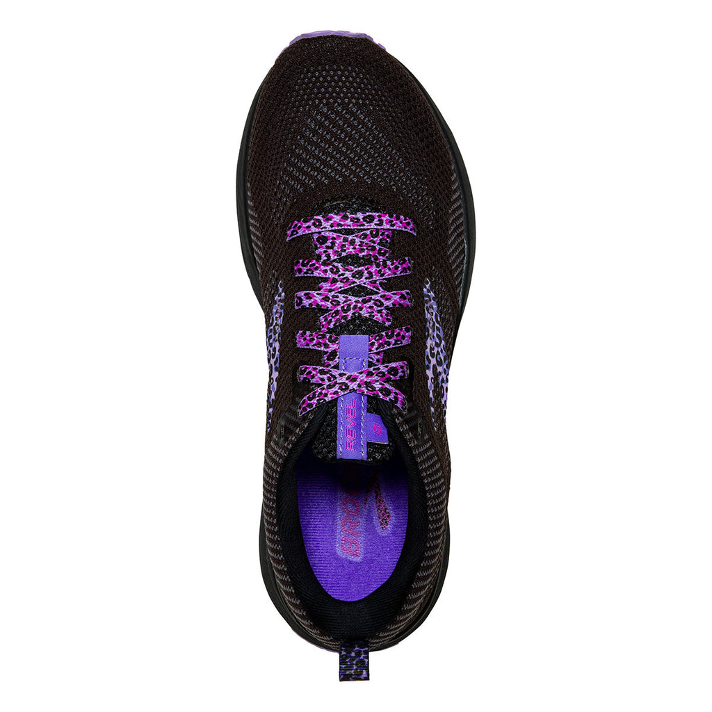 Brooks Revel 5 Run Wild — Black - Purple - Ebony — Size B — Width 10 — Back View