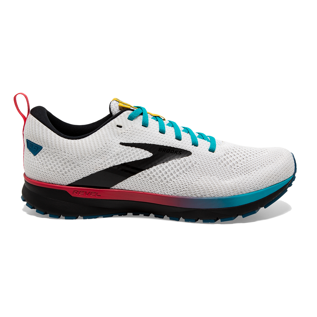Brooks Revel 5 Regional — White - Black - Bluebird — Size B — Width 11 — Front View