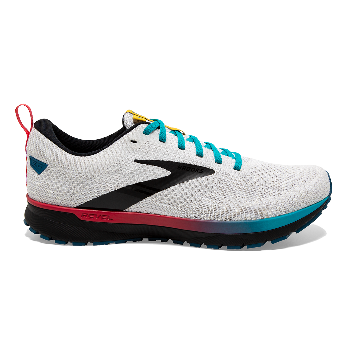 Brooks Revel 5 Regional — White - Black - Bluebird — Size B — Width 11 — Detail View