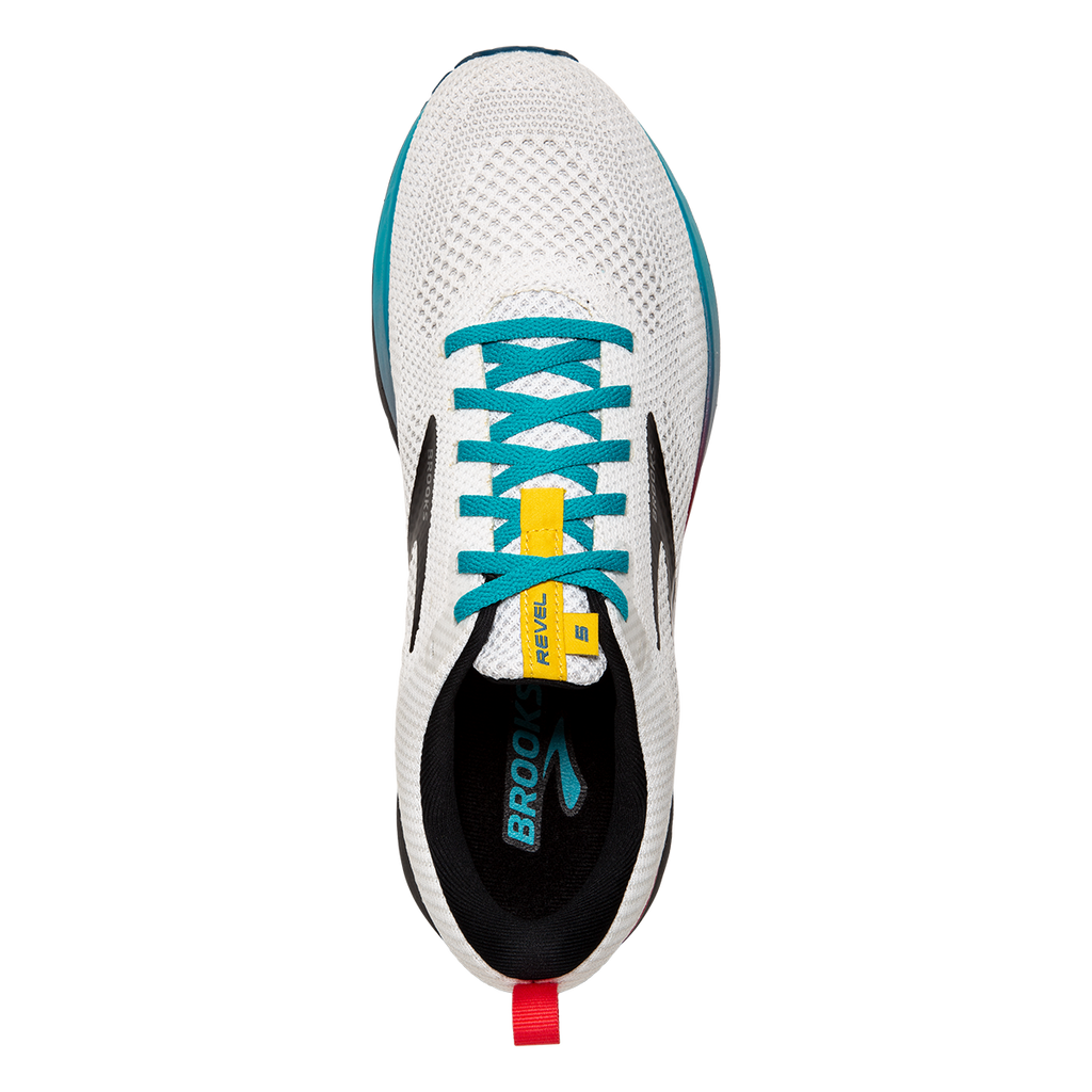 Brooks Revel 5 Regional — White - Black - Bluebird — Size B — Width 11 — Back View