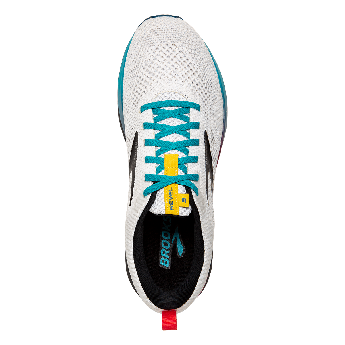 Brooks Revel 5 Regional — White - Black - Bluebird — Size B — Width 11 — Back View