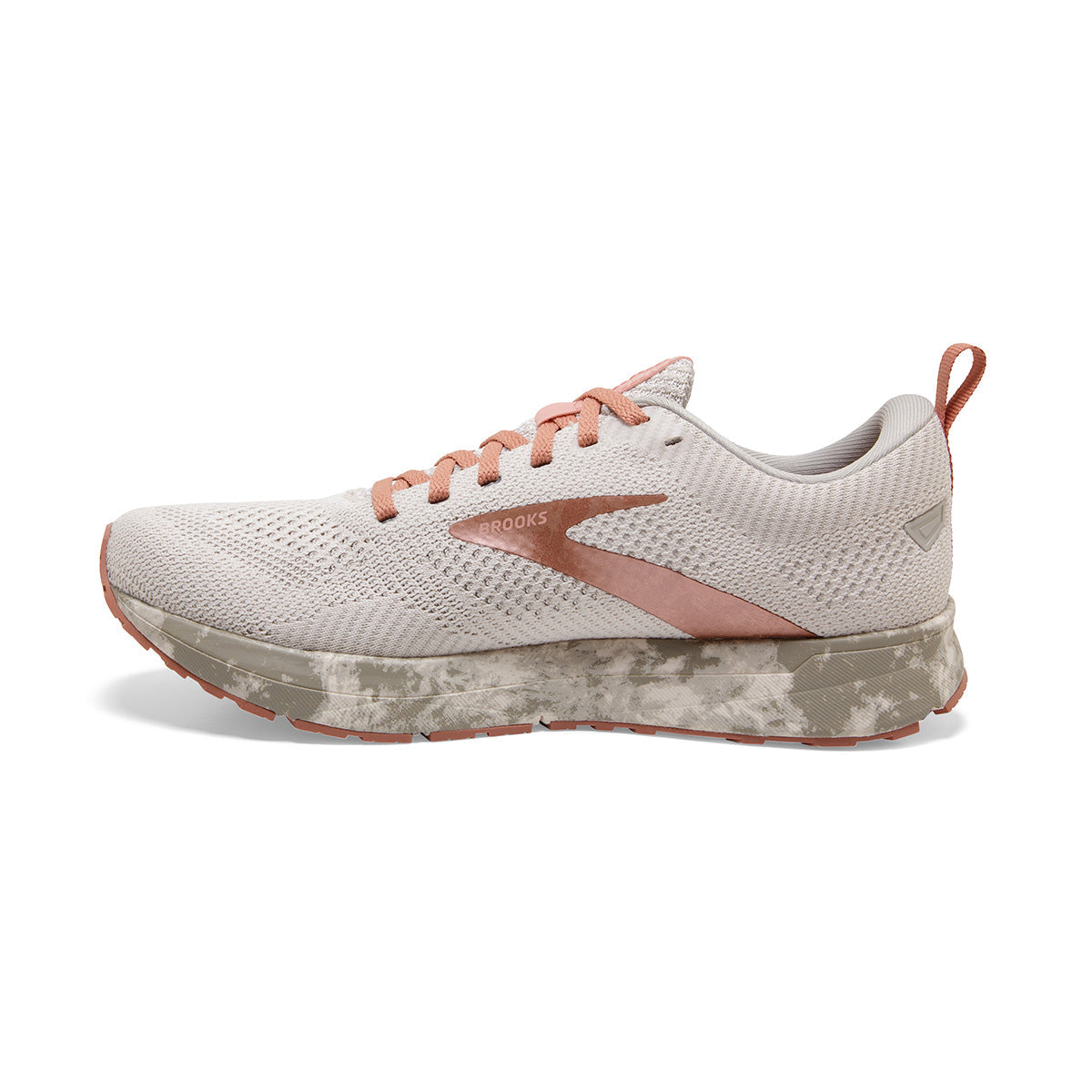 Brooks Revel 5 Terra — Vapor Blue - Coral - Brown — Size B — Width 10.5 — Side View