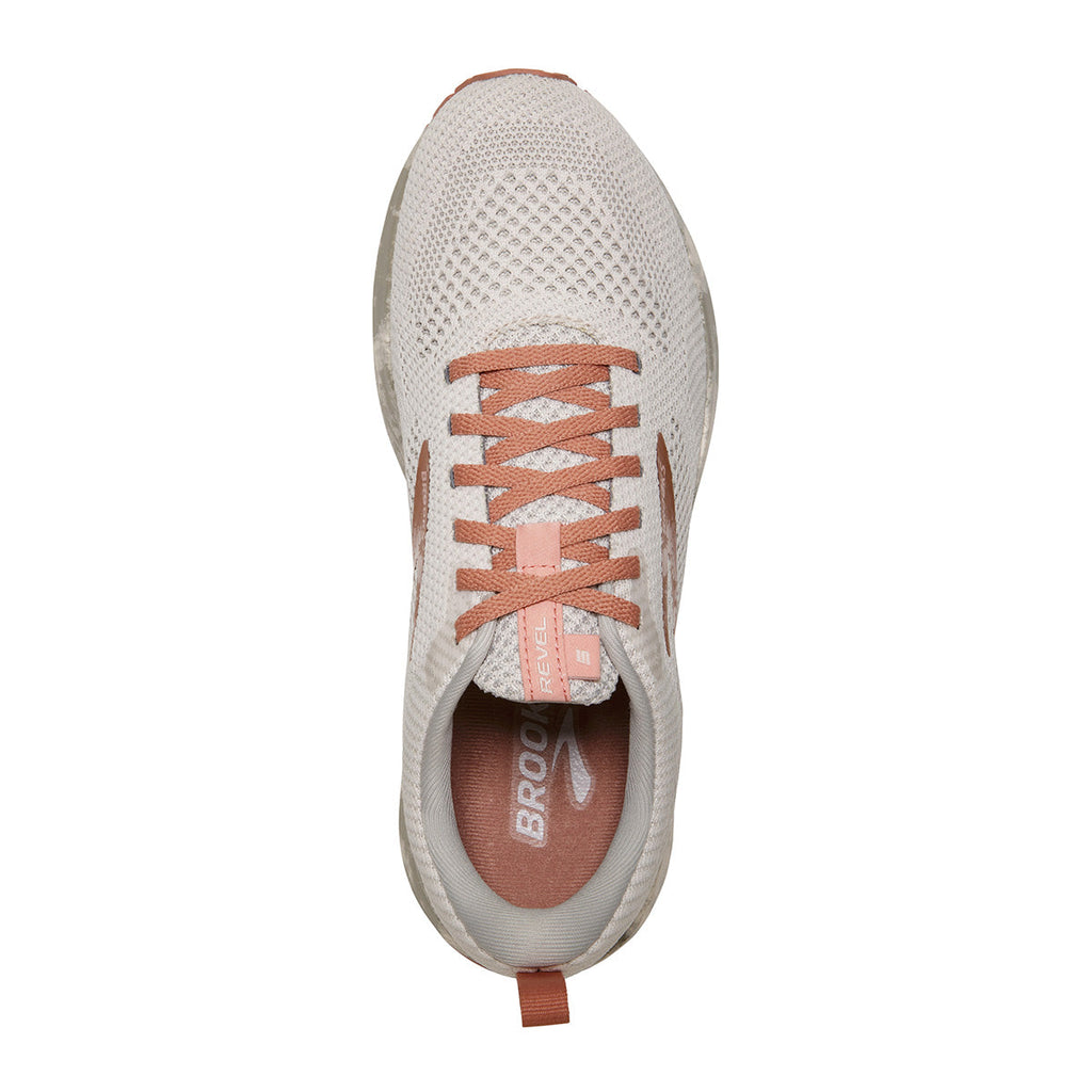 Brooks Revel 5 Terra — Vapor Blue - Coral - Brown — Size B — Width 10.5 — Back View