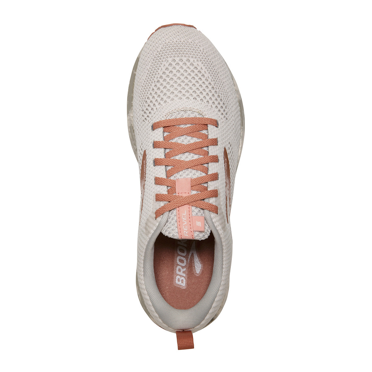 Brooks Revel 5 Terra — Vapor Blue - Coral - Brown — Size B — Width 10.5 — Back View