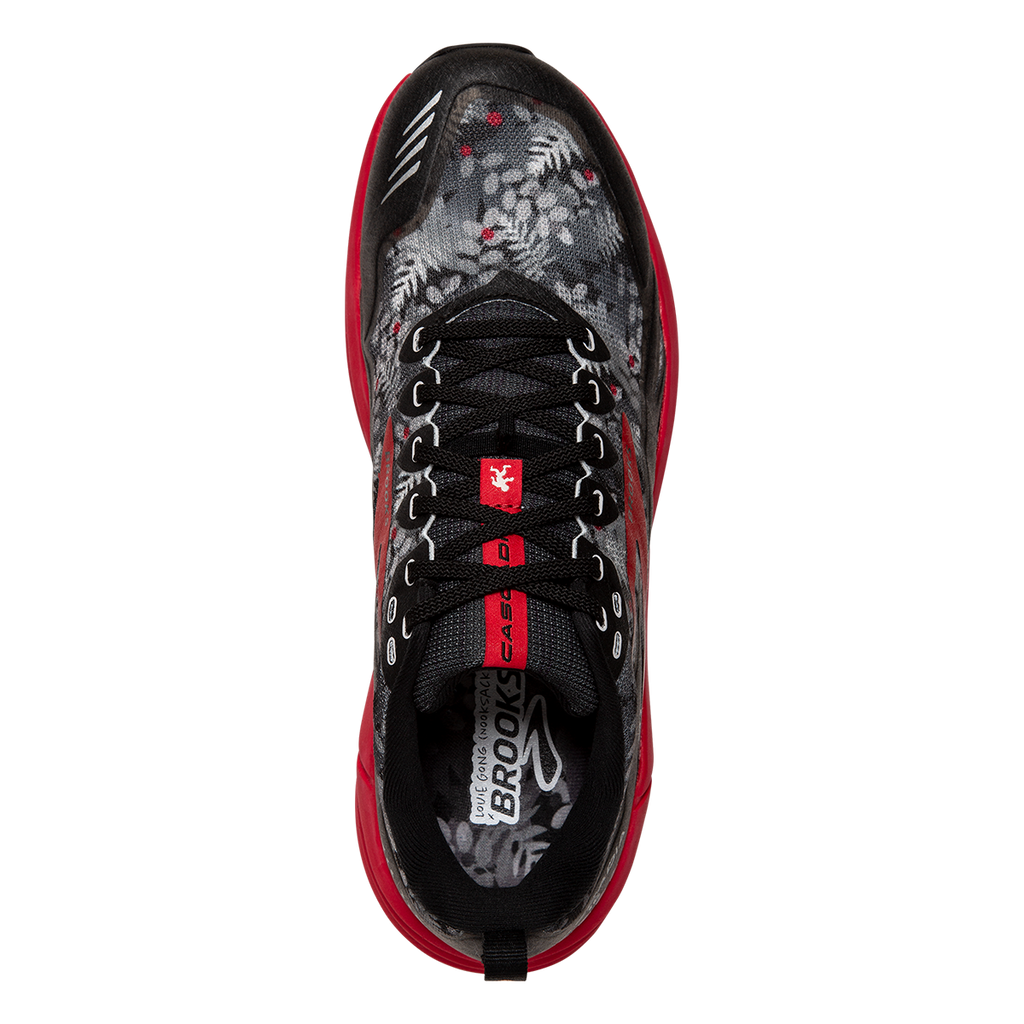 Brooks Cascadia 16 Sassquatch — Black - Grey - Red — Size B — Width 9 — Back View