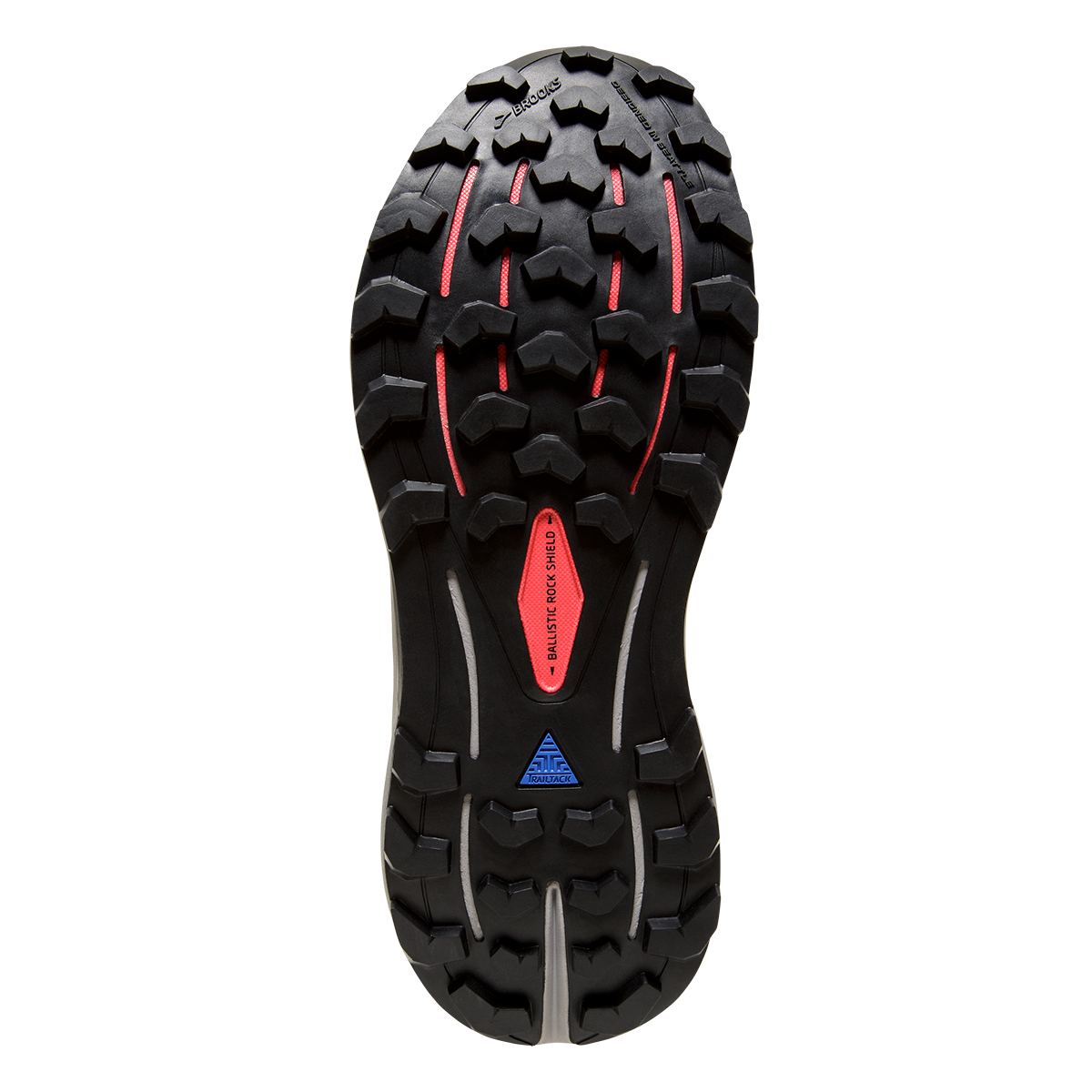 Brooks Cascadia 16 GTX — Black - Blackened Pearl - Coral — Size B — Width 10 — Top View