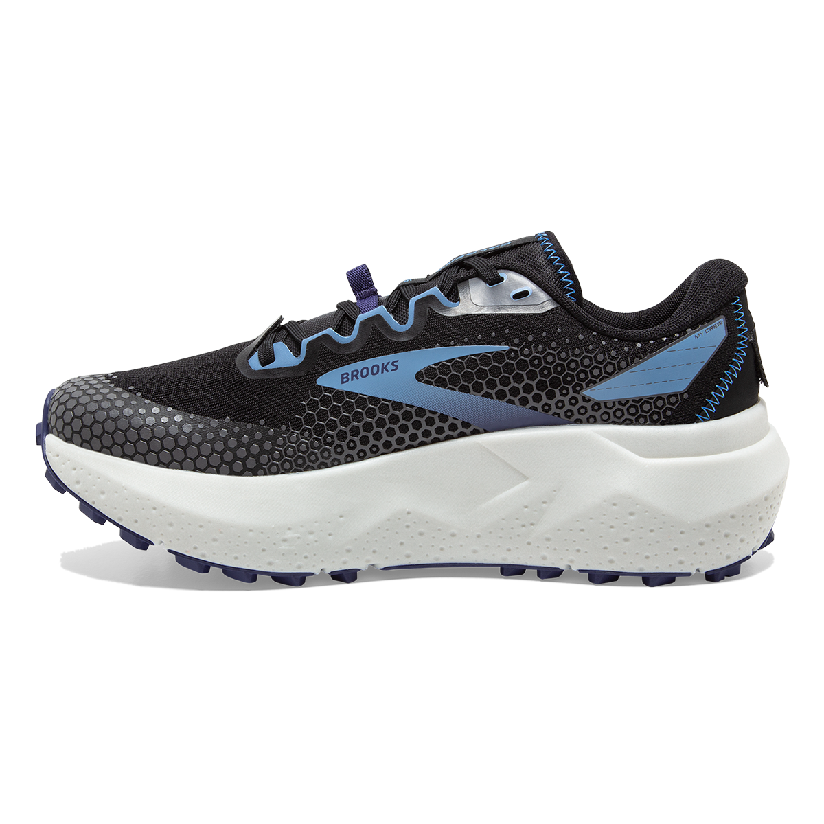 Brooks Caldera 6 — Black - Blissful Blue - Grey — Size B — Width 10 — Side View