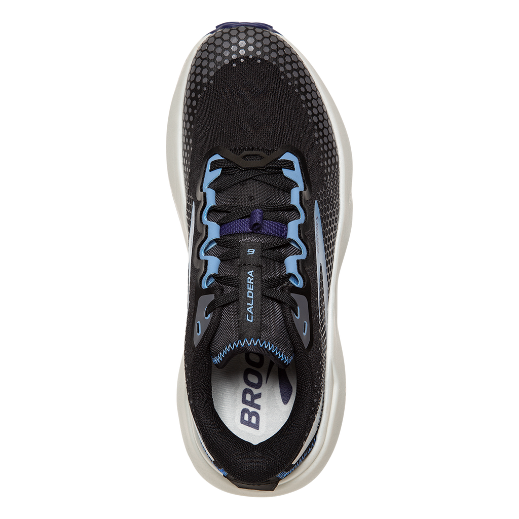 Brooks Caldera 6 — Black - Blissful Blue - Grey — Size B — Width 10 — Back View