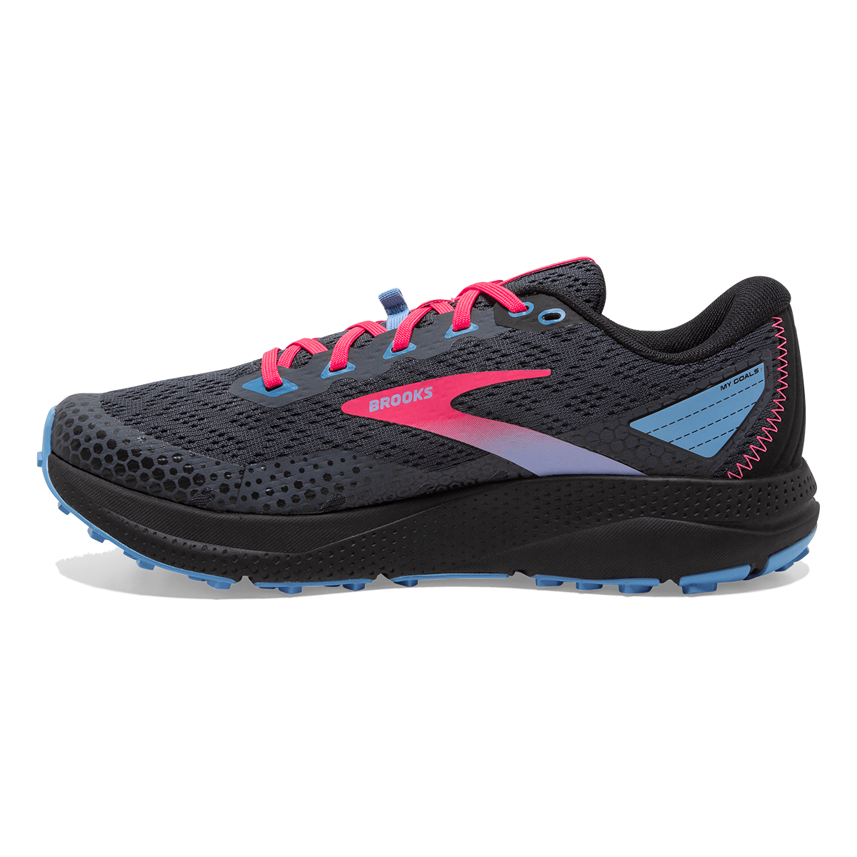 Brooks Divide 3 — Ebony - Black - Diva Pink — Size B — Width 8 — Side View