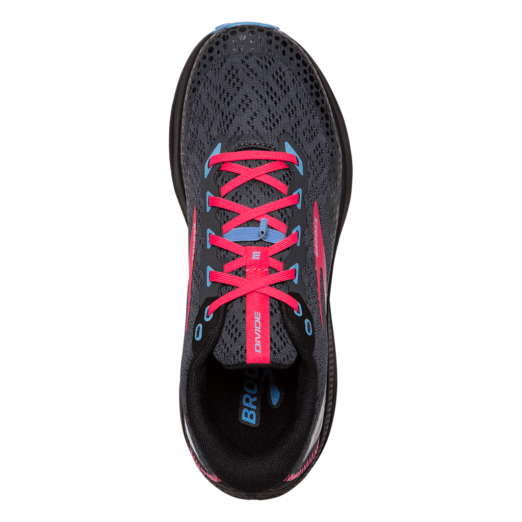 Brooks Divide 3 — Ebony - Black - Diva Pink — Size B — Width 8 — Back View