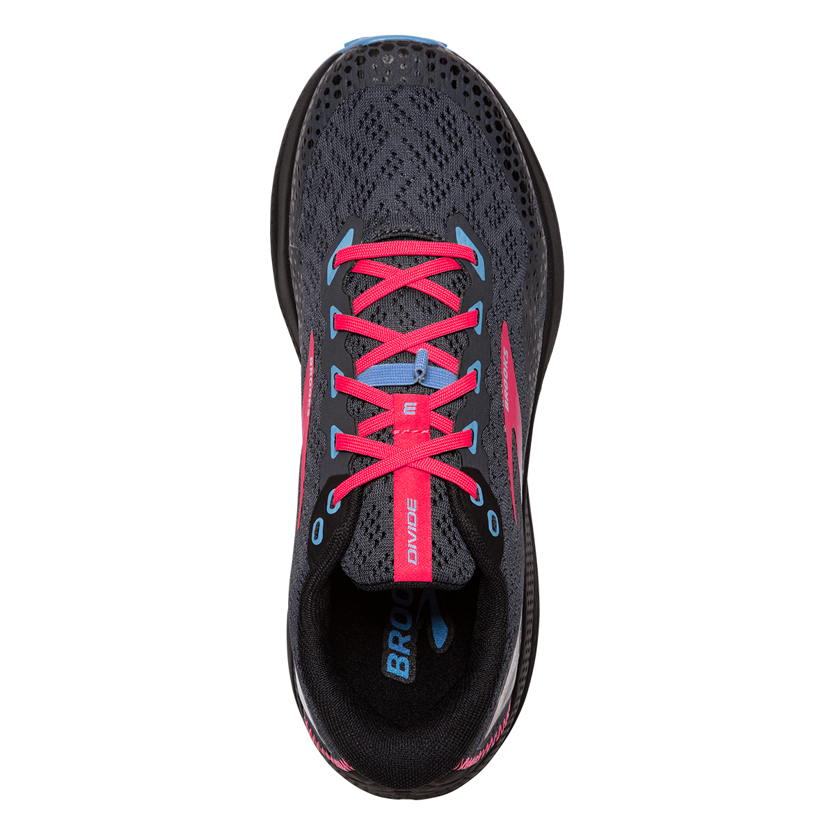 Brooks Divide 3 — Ebony - Black - Diva Pink — Size B — Width 8 — Back View