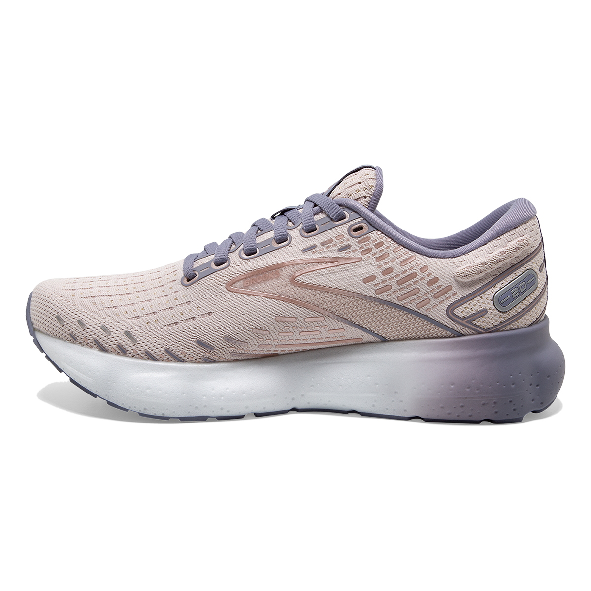 Brooks Glycerin 20 Metallic — Lilac - Silver Bullet - Pink — Size B — Width 10 — Side View