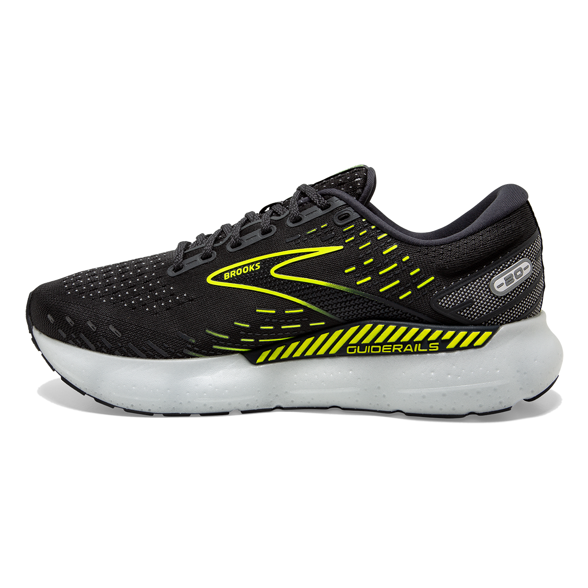 Brooks Glycerin GTS 20 Run Visible — Ebony - White - Nightlife — Size B — Width 6.5 — Lifestyle View