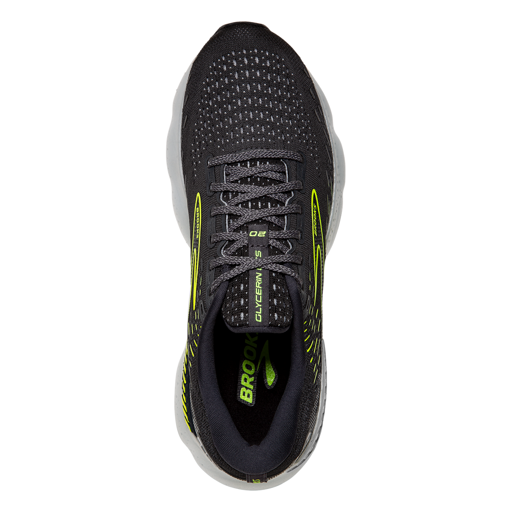 Brooks Glycerin GTS 20 Run Visible — Ebony - White - Nightlife — Size B — Width 6.5 — Back View