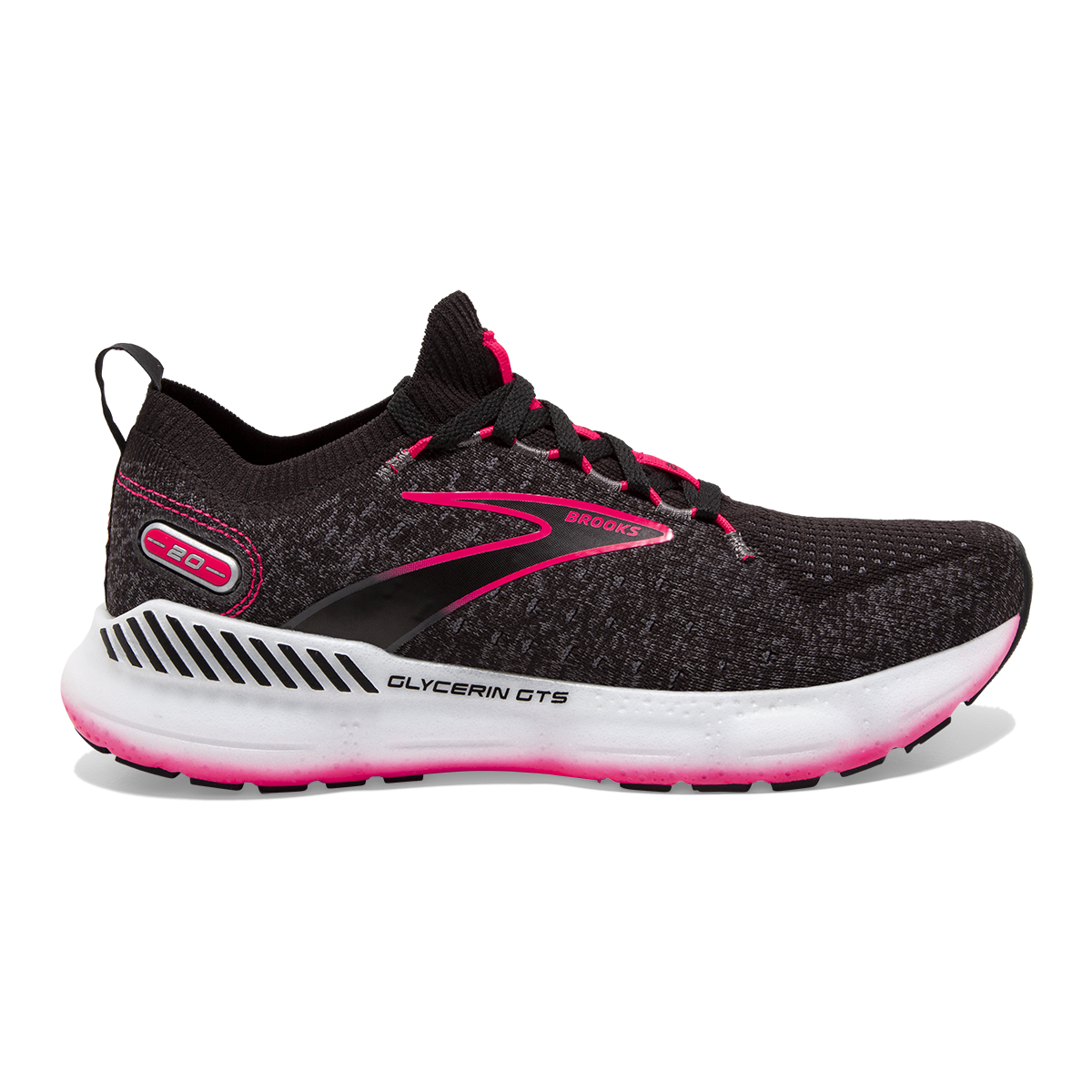 Brooks Glycerin StealthFit GTS 20 — White - Black - Cream — Size B — Width 10 — Front View