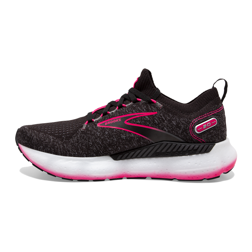 Brooks Glycerin StealthFit GTS 20 — White - Black - Cream — Size B — Width 10 — Side View