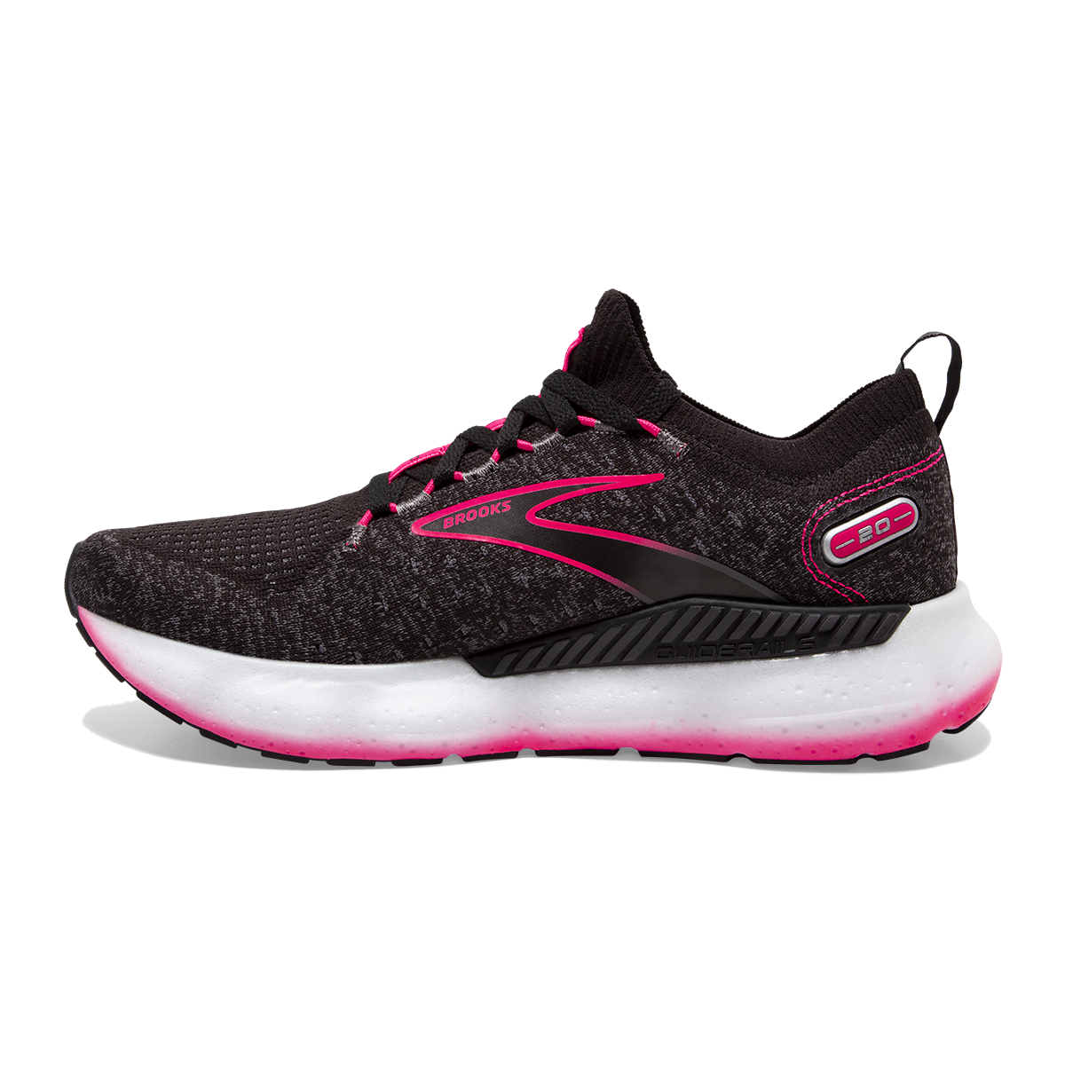 Brooks Glycerin StealthFit GTS 20 — White - Black - Cream — Size B — Width 10 — Side View