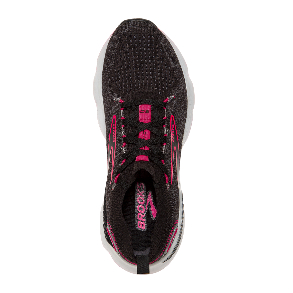 Brooks Glycerin StealthFit GTS 20 — White - Black - Cream — Size B — Width 10 — Back View