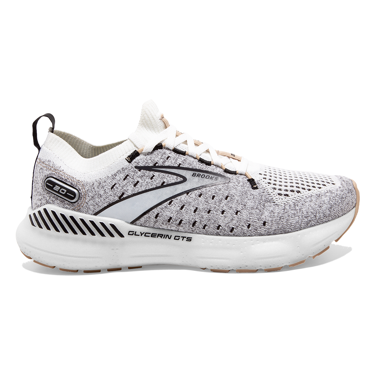 Brooks Glycerin StealthFit GTS 20 — White - Black - Cream — Size B — Width 10 — Alternate View 13