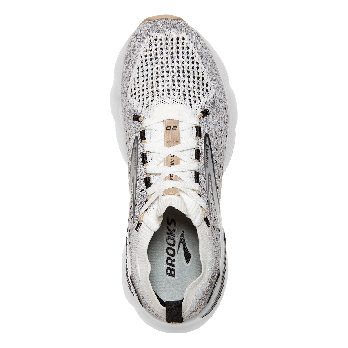 Brooks Glycerin StealthFit GTS 20 — White - Black - Cream — Size B — Width 10 — Alternate View 15