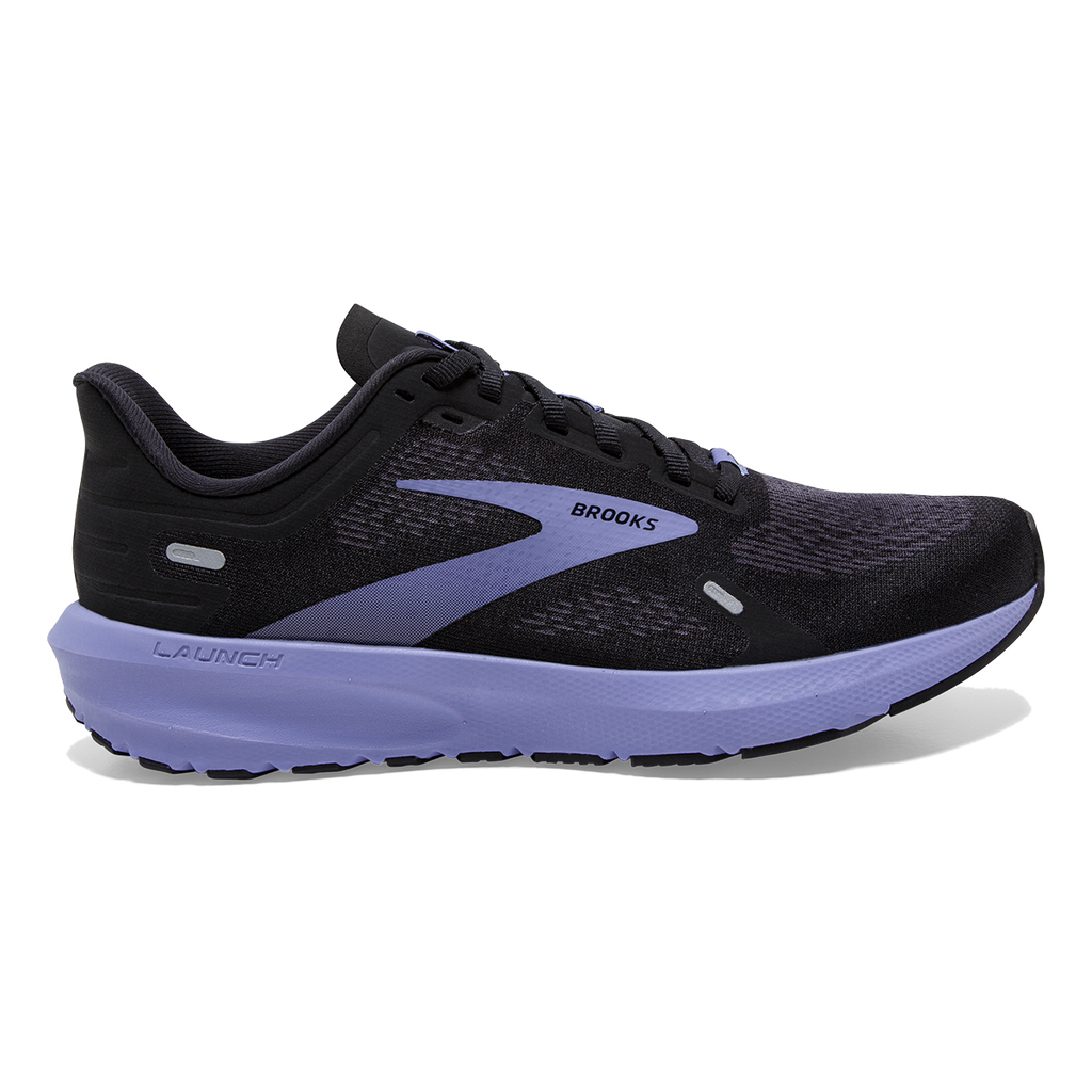 Brooks Launch 9 — Black - Ebony - Purple — Size B — Width 10 — Detail View