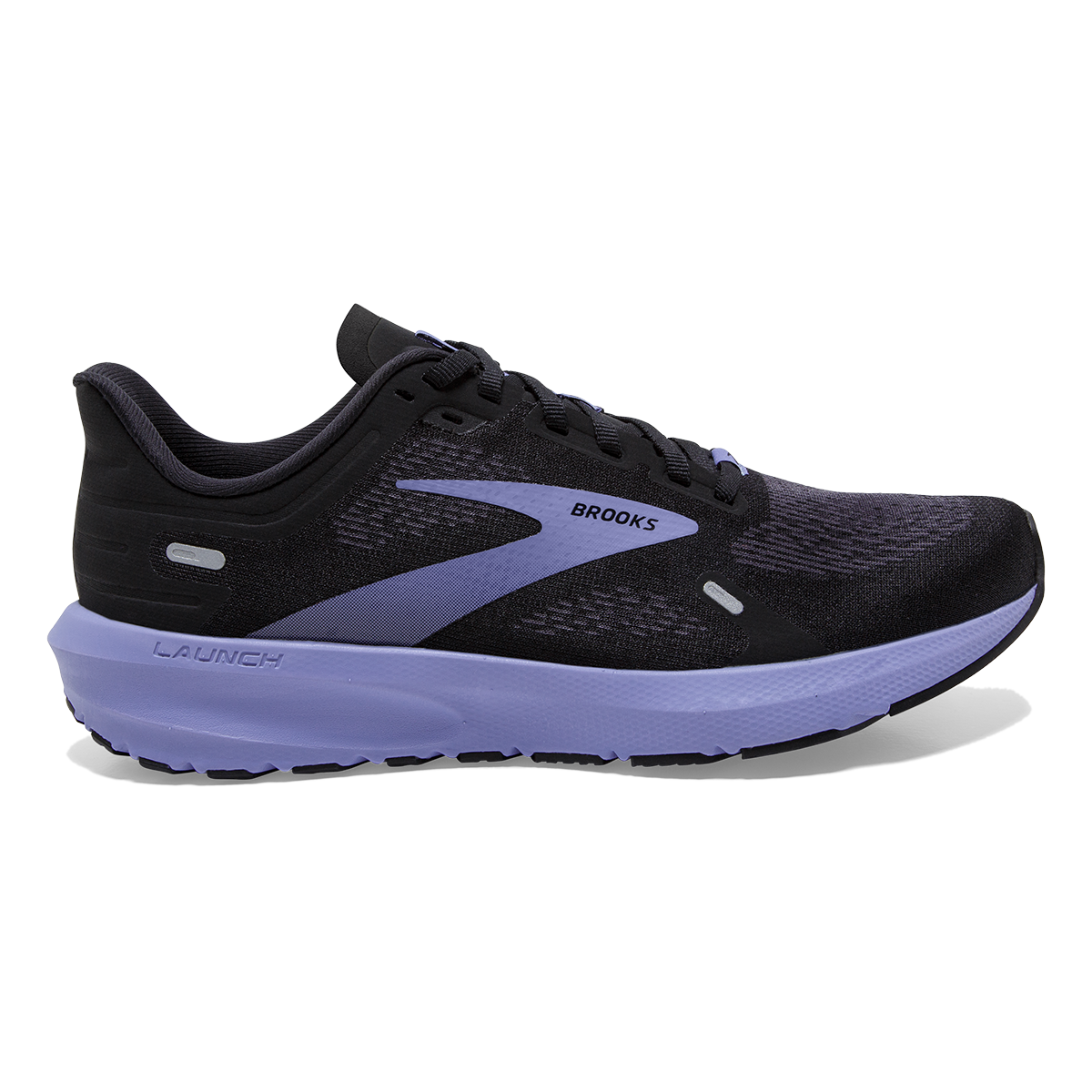 Brooks Launch 9 — Black - Ebony - Purple — Size B — Width 10 — Detail View
