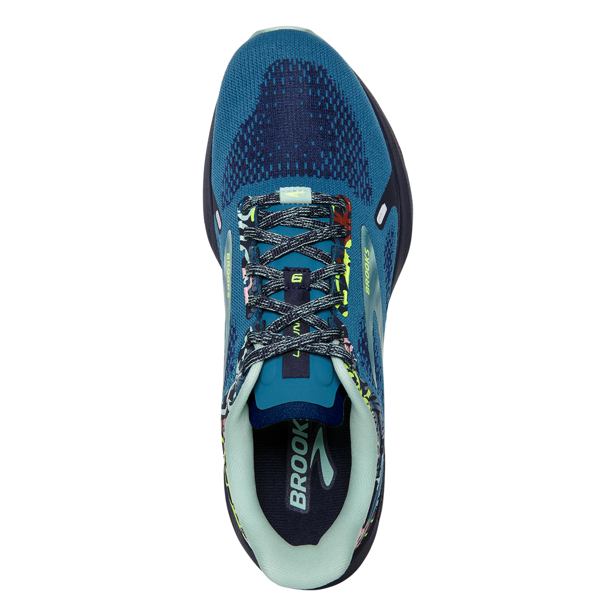 Brooks Launch 9 TAG — Bluesteel - Peacoat - Yucca — Size B — Width 10 — Back View