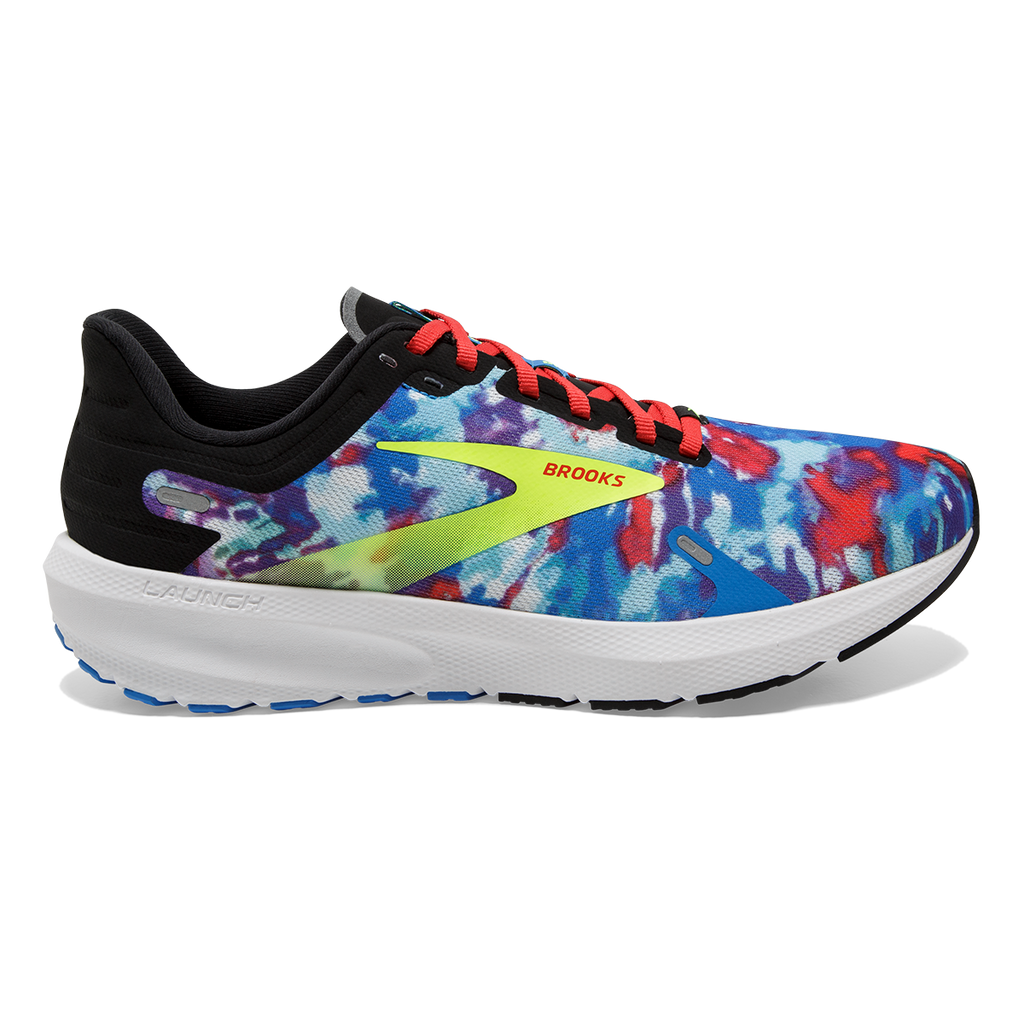 Brooks Launch 9 Tie Dye — Black - Blue - Nightlife — Size B — Width 11 — Front View