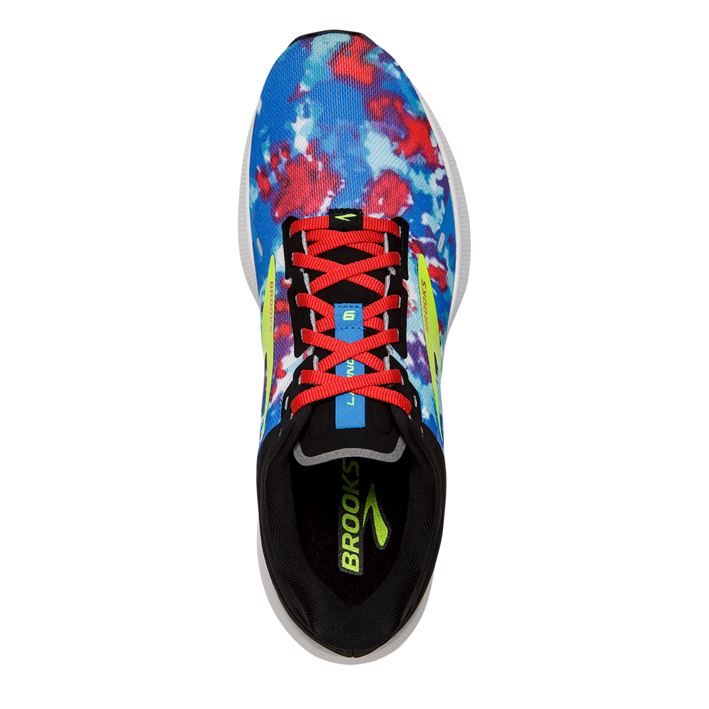 Brooks Launch 9 Tie Dye — Black - Blue - Nightlife — Size B — Width 11 — Back View