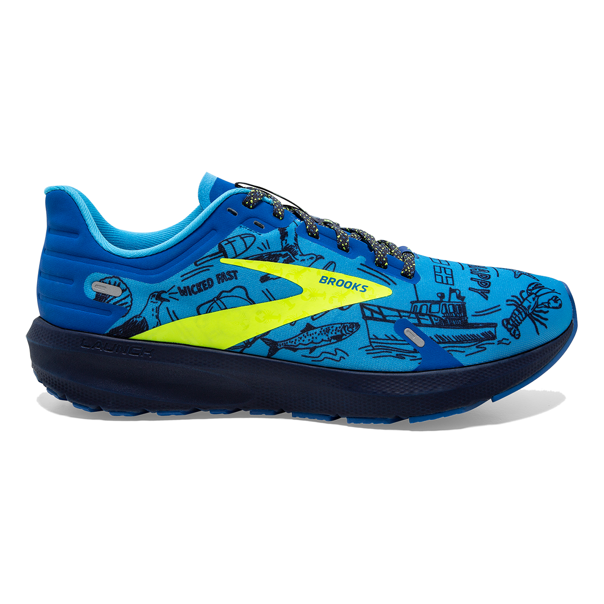 Brooks Launch 9 Boston — Nautical Blue - Nightlife - Peacoat — Size B — Width 10 — Front View