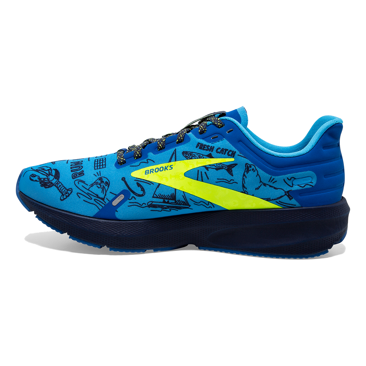 Brooks Launch 9 Boston — Nautical Blue - Nightlife - Peacoat — Size B — Width 10 — Side View