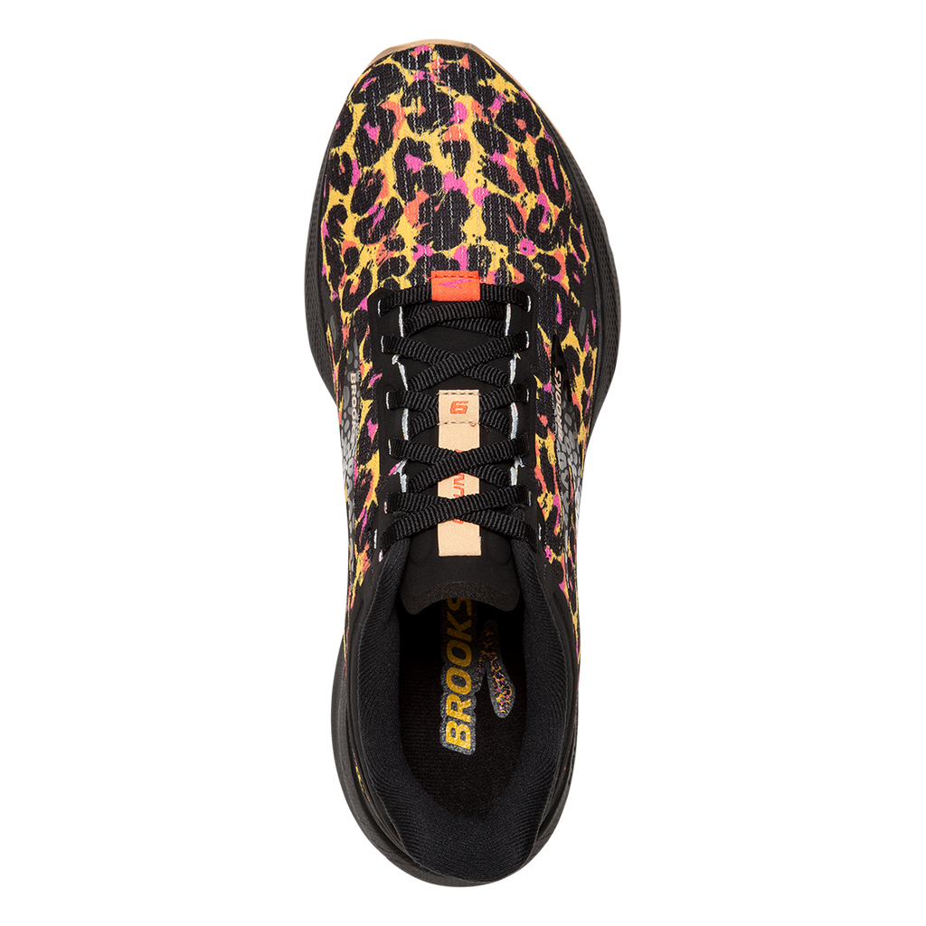 Brooks Launch 9 Folk Frenzy — Citrus - Coral - Black — Size B — Width 10.5 — Side View