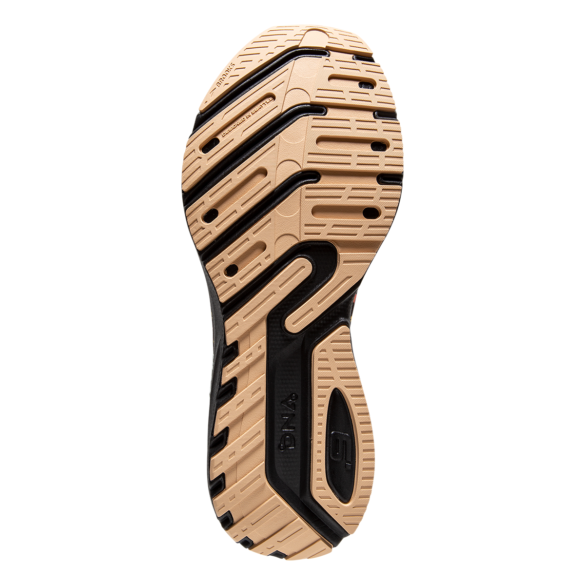 Brooks Launch 9 Folk Frenzy — Citrus - Coral - Black — Size B — Width 10.5 — Back View