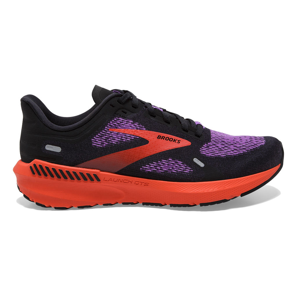 Brooks Launch GTS 9 — Black - Ebony - Purple — Size B — Width 10 — Front View
