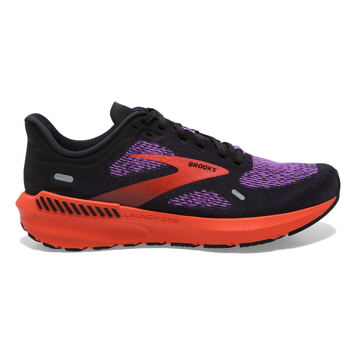 Brooks Launch GTS 9 — Black - Ebony - Purple — Size B — Width 10 — Front View