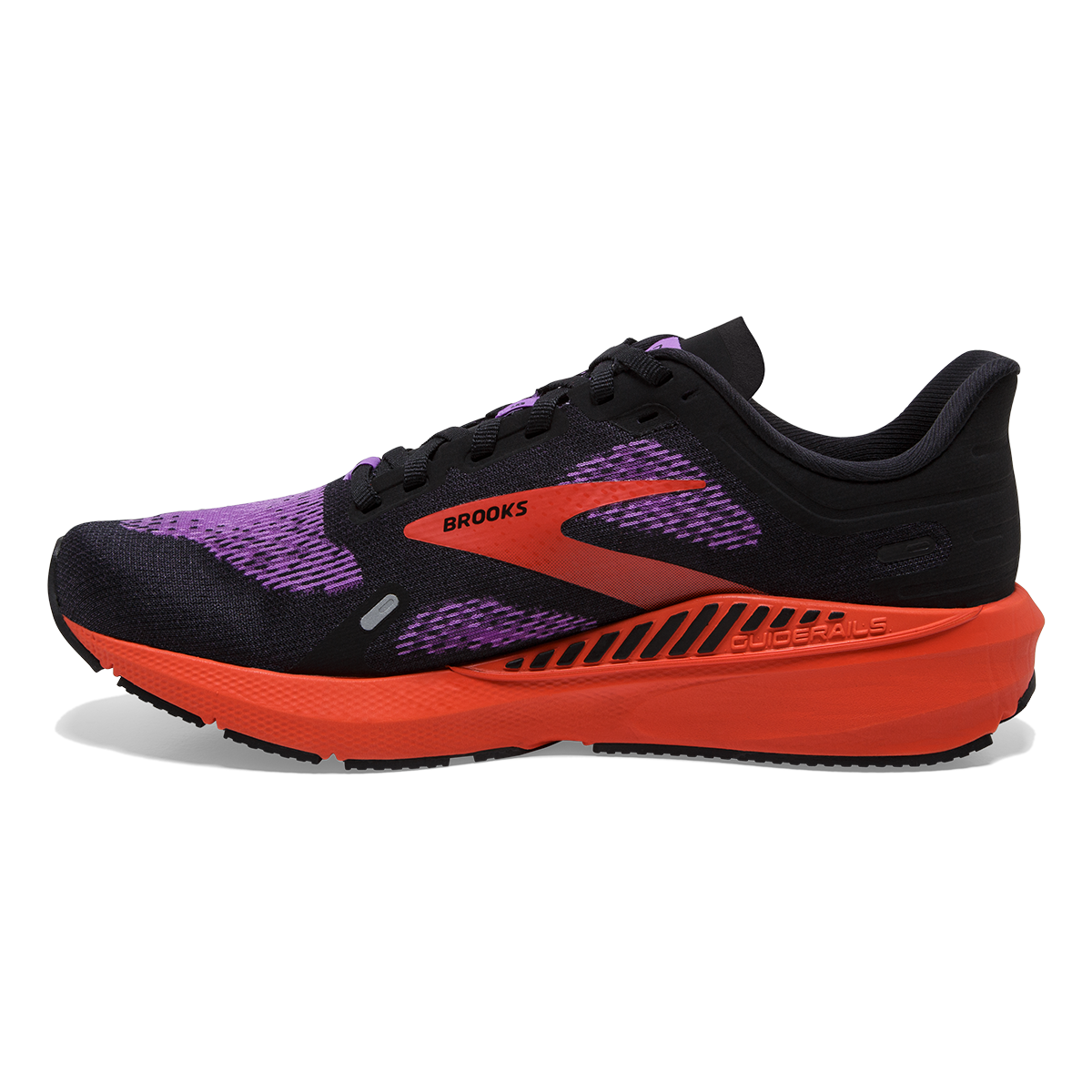 Brooks Launch GTS 9 — Black - Ebony - Purple — Size B — Width 10 — Side View