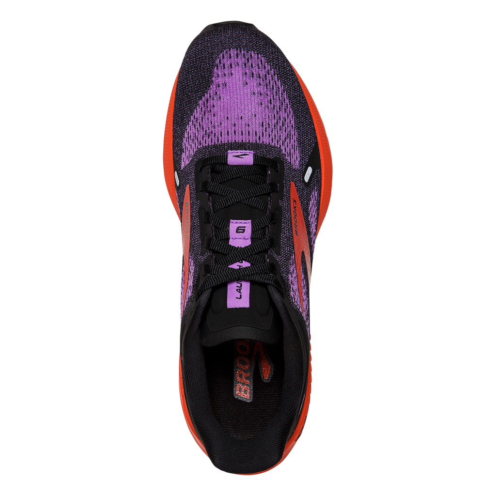 Brooks Launch GTS 9 — Black - Ebony - Purple — Size B — Width 10 — Back View
