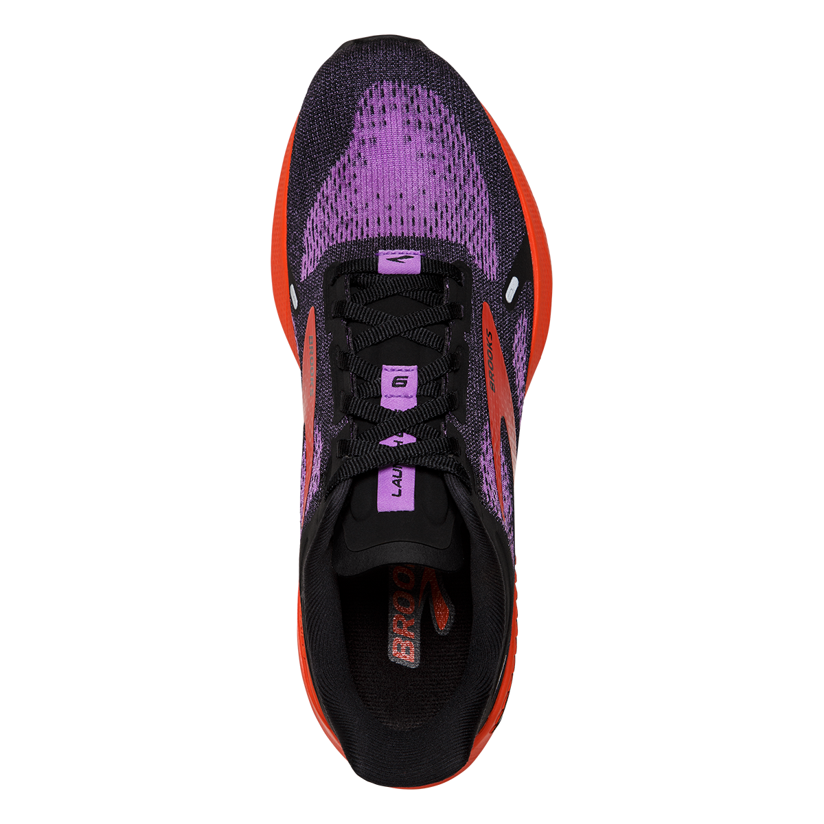 Brooks Launch GTS 9 — Black - Ebony - Purple — Size B — Width 10 — Back View
