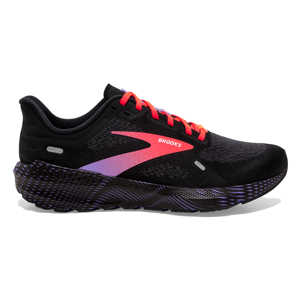 Brooks Launch GTS 9 — Black - Ebony - Purple — Size B — Width 10 — Detail View