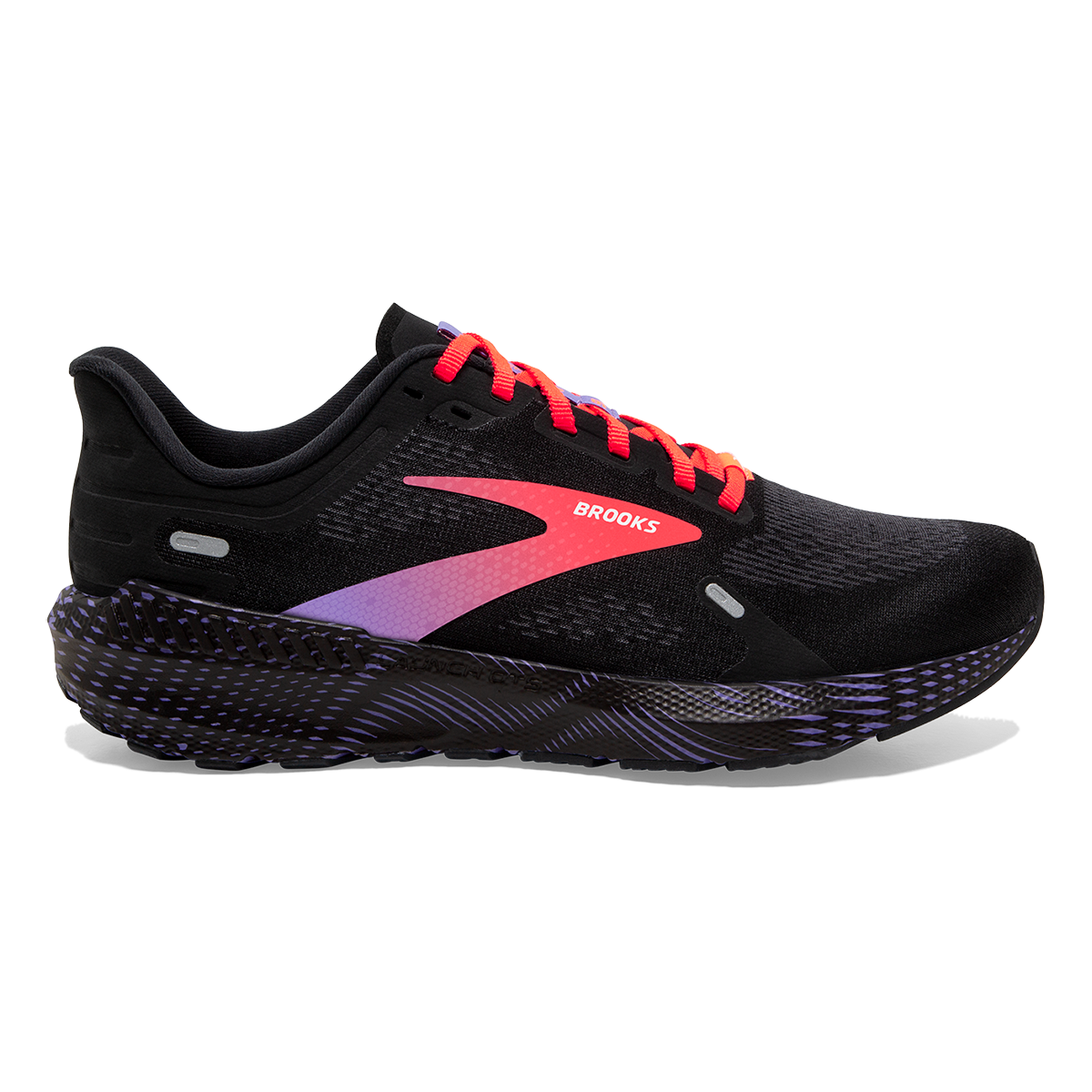 Brooks Launch GTS 9 — Black - Ebony - Purple — Size B — Width 10 — Detail View