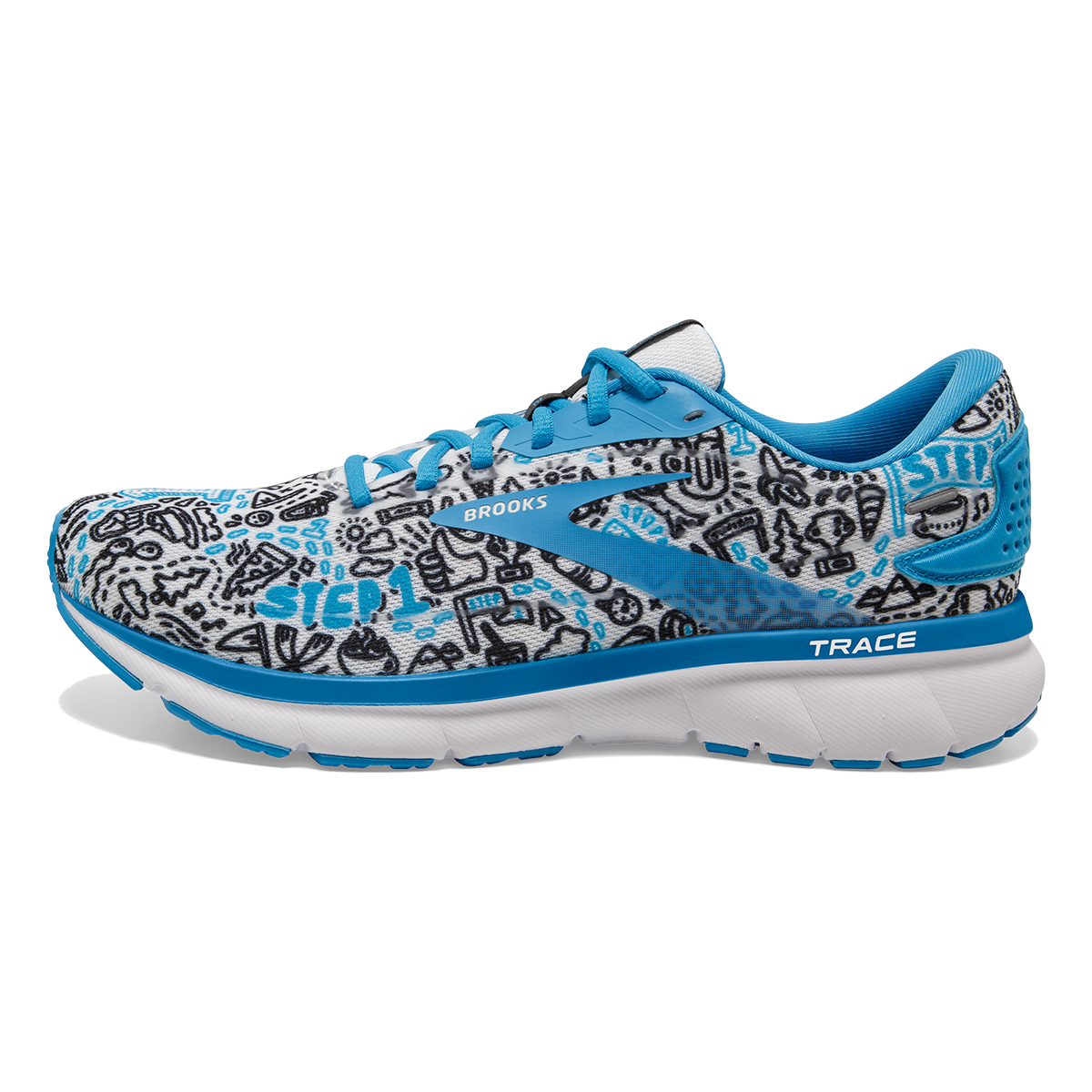 Brooks Trace 2 Run Happy — White - Black - Blue — Size B — Width 10.5 — Alternate View 7
