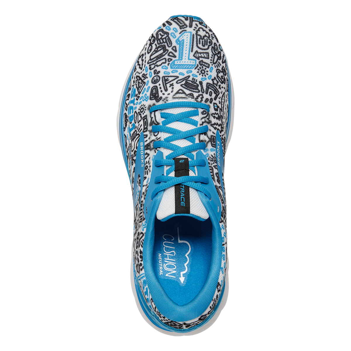 Brooks Trace 2 Run Happy — White - Black - Blue — Size B — Width 10.5 — Alternate View 9