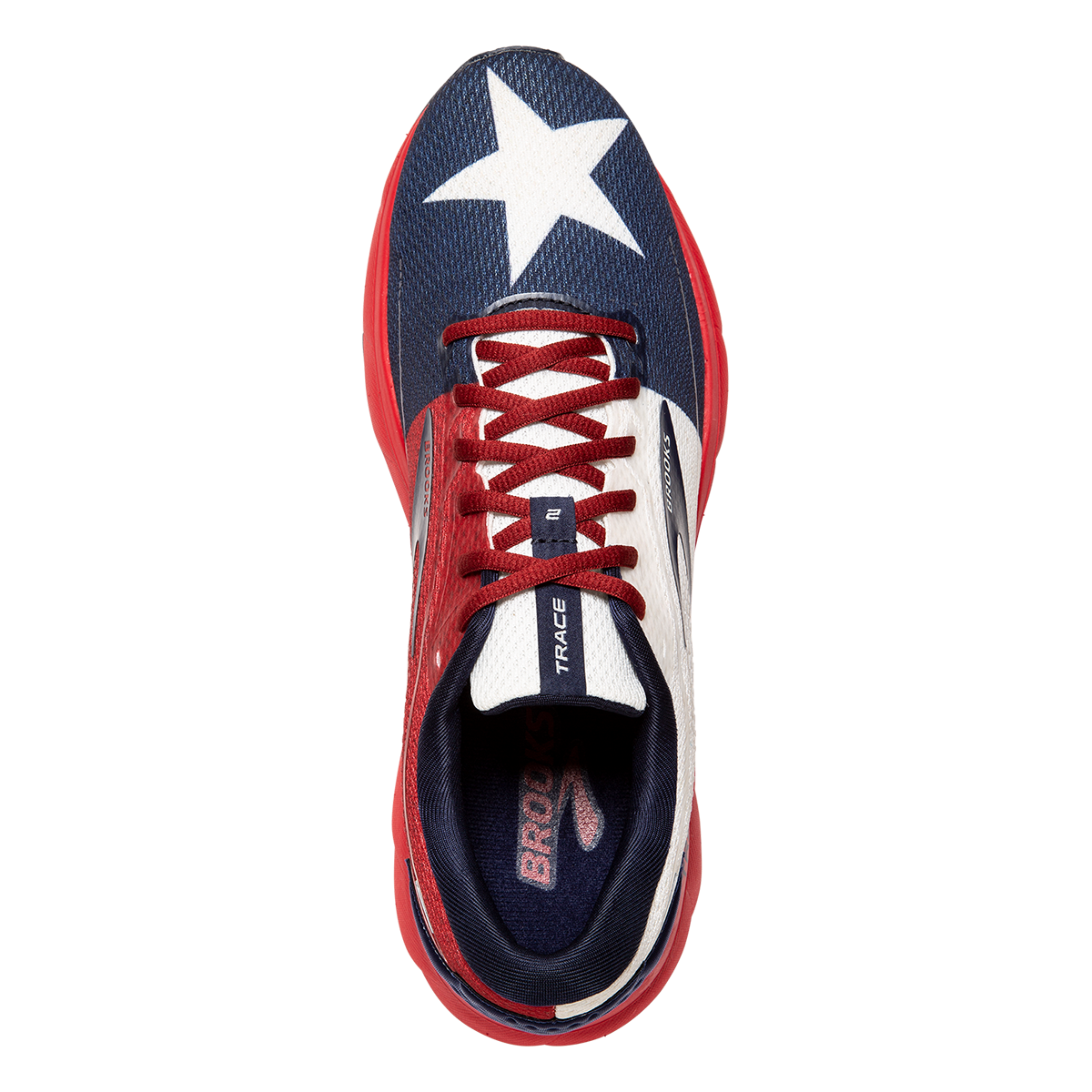 Brooks Trace 2 Run Texas — Red - White - Navy — Size B — Width 5 — Back View