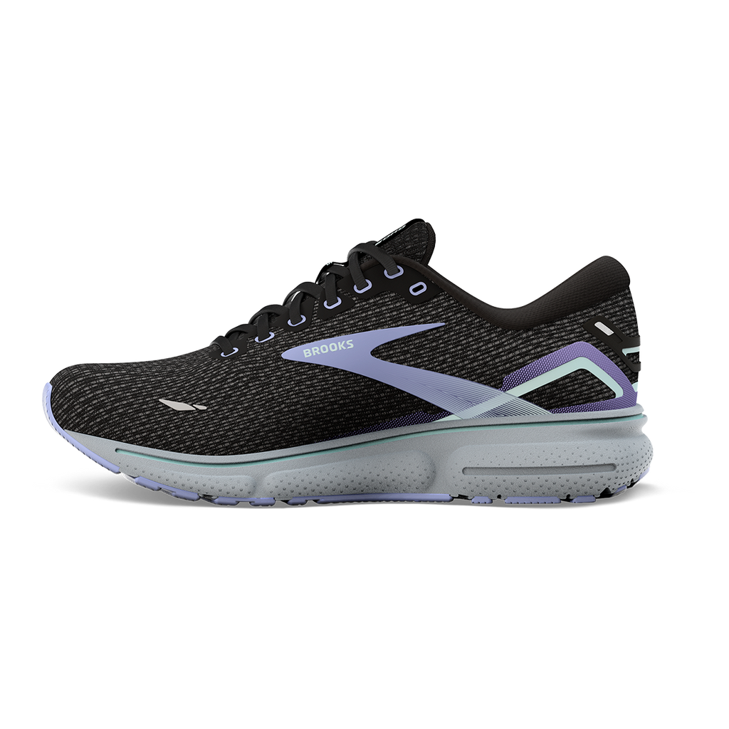 Brooks Ghost 15 Knit — Blue - Peacoat - Pink — Size B — Width 6 — Side View