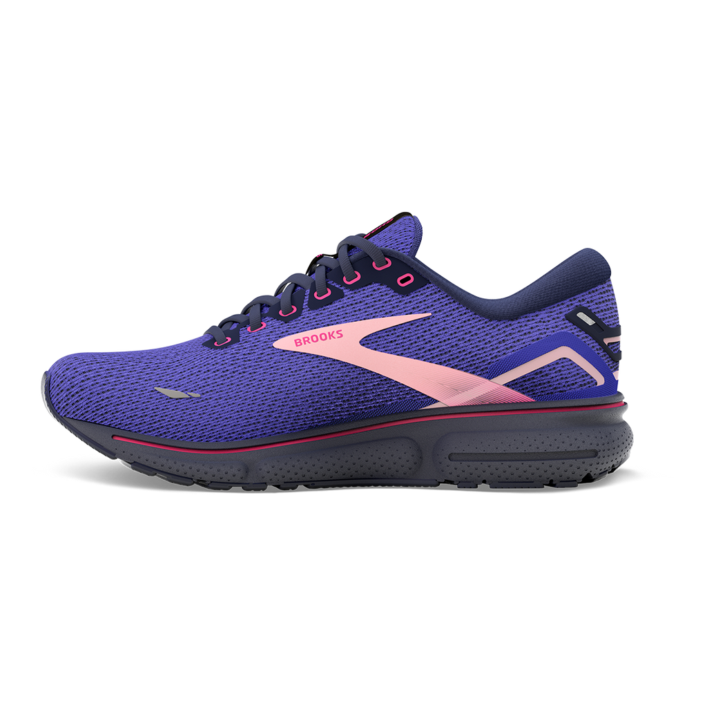 Brooks Ghost 15 Knit — Blue - Peacoat - Pink — Size B — Width 6 — Lifestyle View