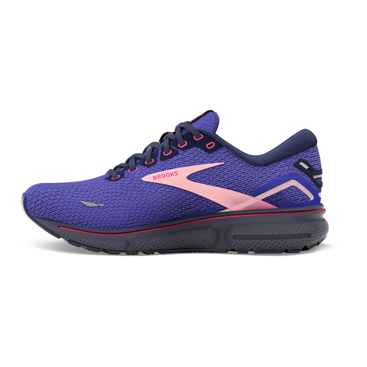Brooks Ghost 15 Knit — Blue - Peacoat - Pink — Size B — Width 6 — Lifestyle View
